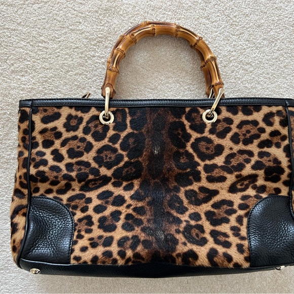Gucci Bamboo handle Pony hair Leopard Shopper Tote - Picture 2 of 15